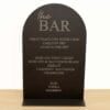 Acrylic Bar Menu Sign Black Acrylic Arched Bar Menu Modern Event Drinks List - Wedding Engagement Drink in love personalised menu