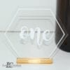 Acrylic Circle or Hexagon Table Number | Mirror or Wooden Base