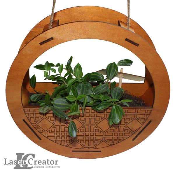Oriental Wooden Hanging Pot Plant Holder | Basket