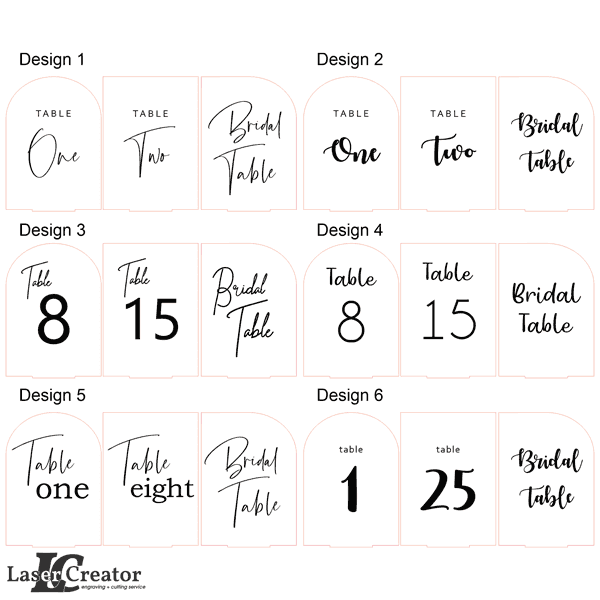 Table Number Design Options