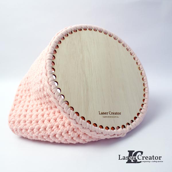 Round Wooden Crochet Basket Base